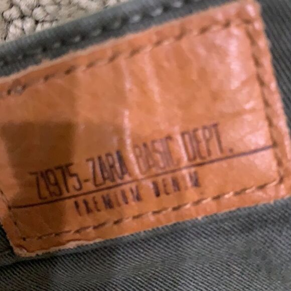 Zara Army Olive Green Denim Pants Ladies 4 - Picture 4 of 8